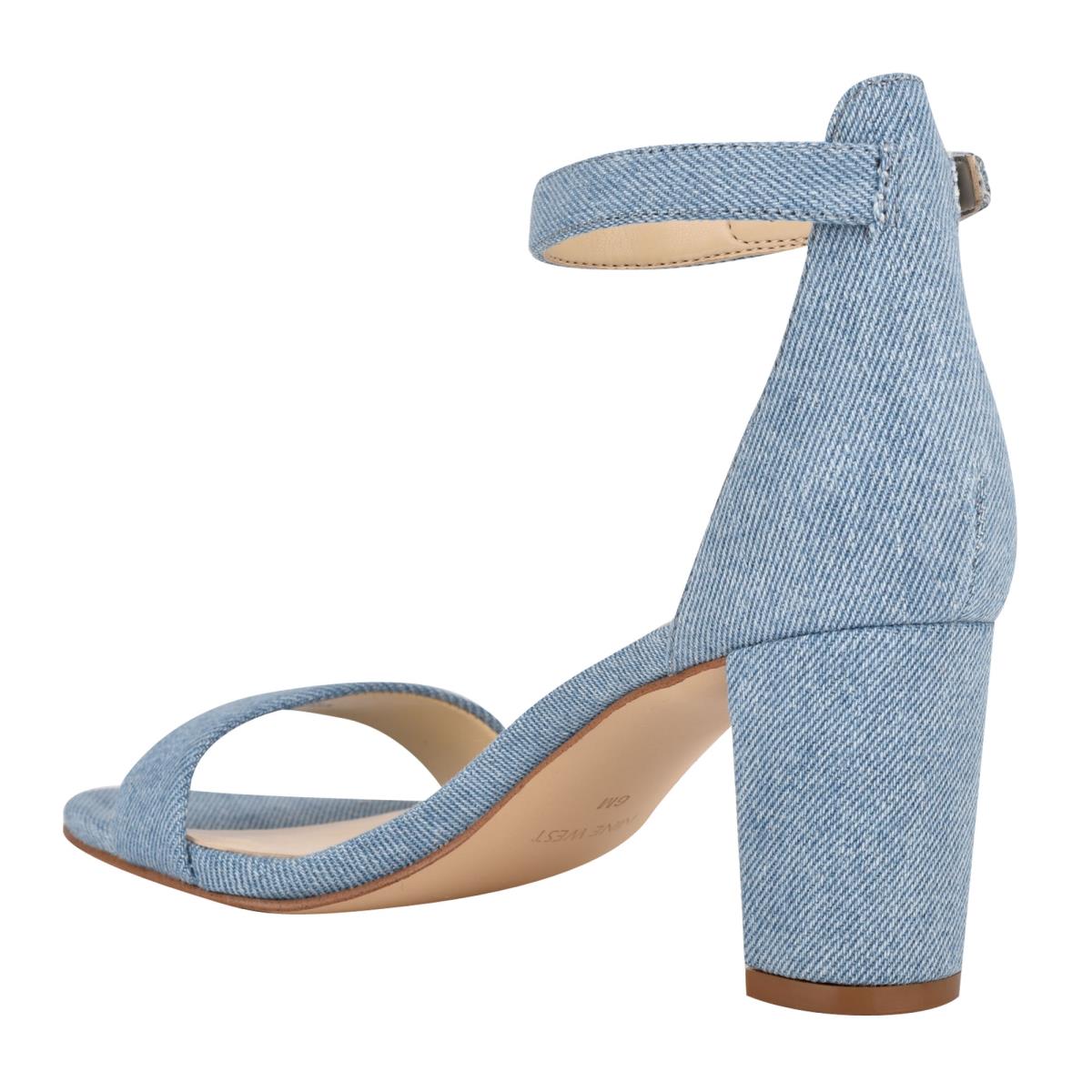 Nine West Pruce Ankle Riemen Block Sandalen Absatz Damen Blau | 0657DGIPR