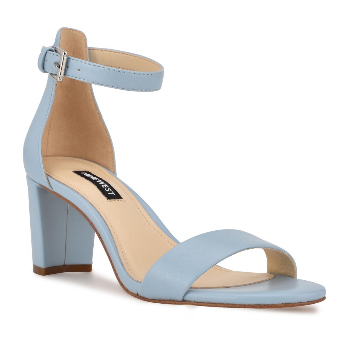 Nine West Pruce Ankle Riemen Block Sandalen Absatz Damen Blau | 0852JBEWN