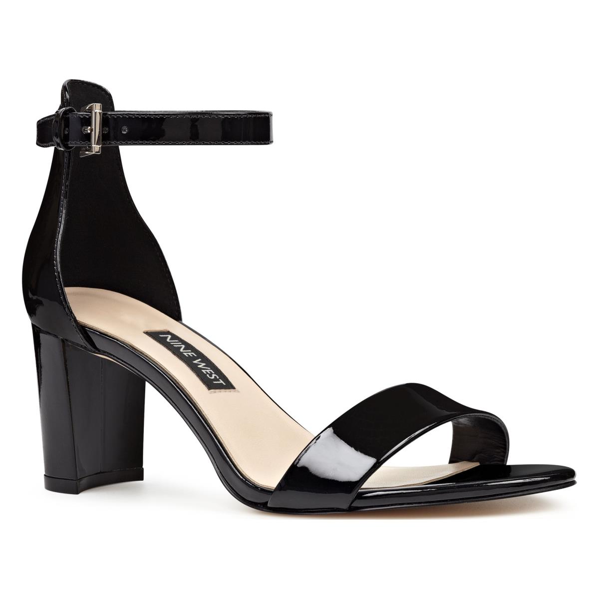 Nine West Pruce Ankle Riemen Block Sandalen Absatz Damen Schwarz | 9268EUOSF