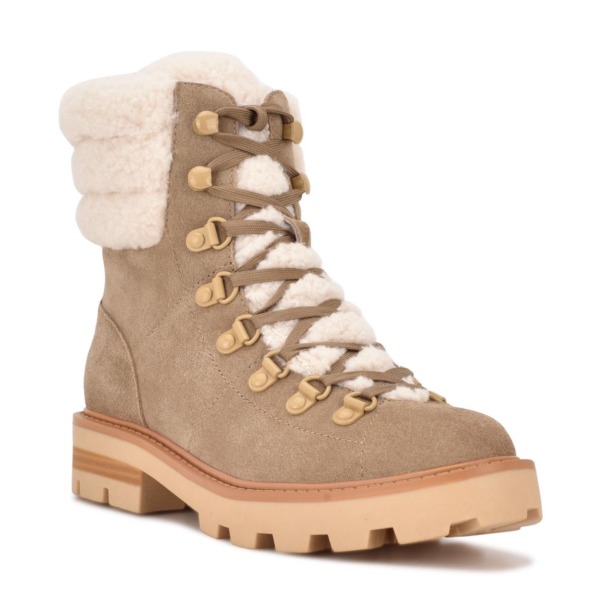 Nine West Rima Combat Lug Sole Stiefeletten Damen Hellbeige | 3541MANZC