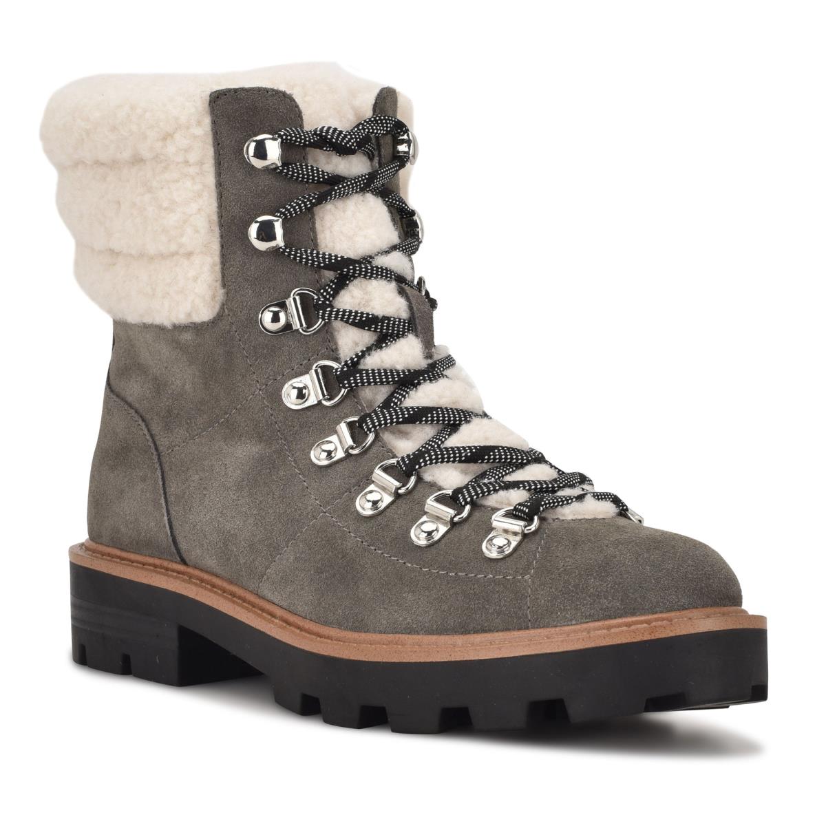 Nine West Rima Combat Lug Sole Stiefeletten Damen Grau | 5687SCPIR