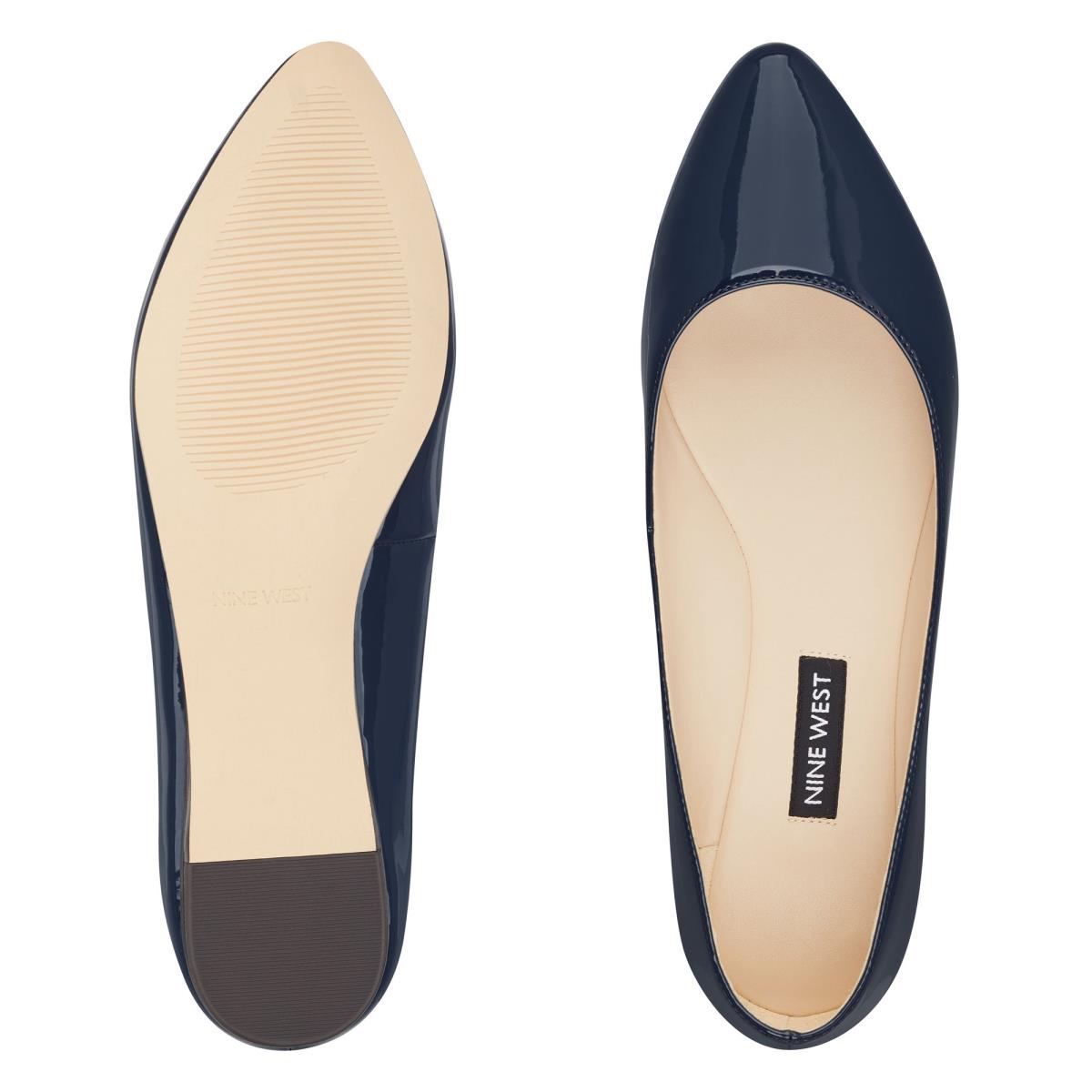 Nine West Speakup Almond Kappe Flats Damen Navy | 7325RBMZQ