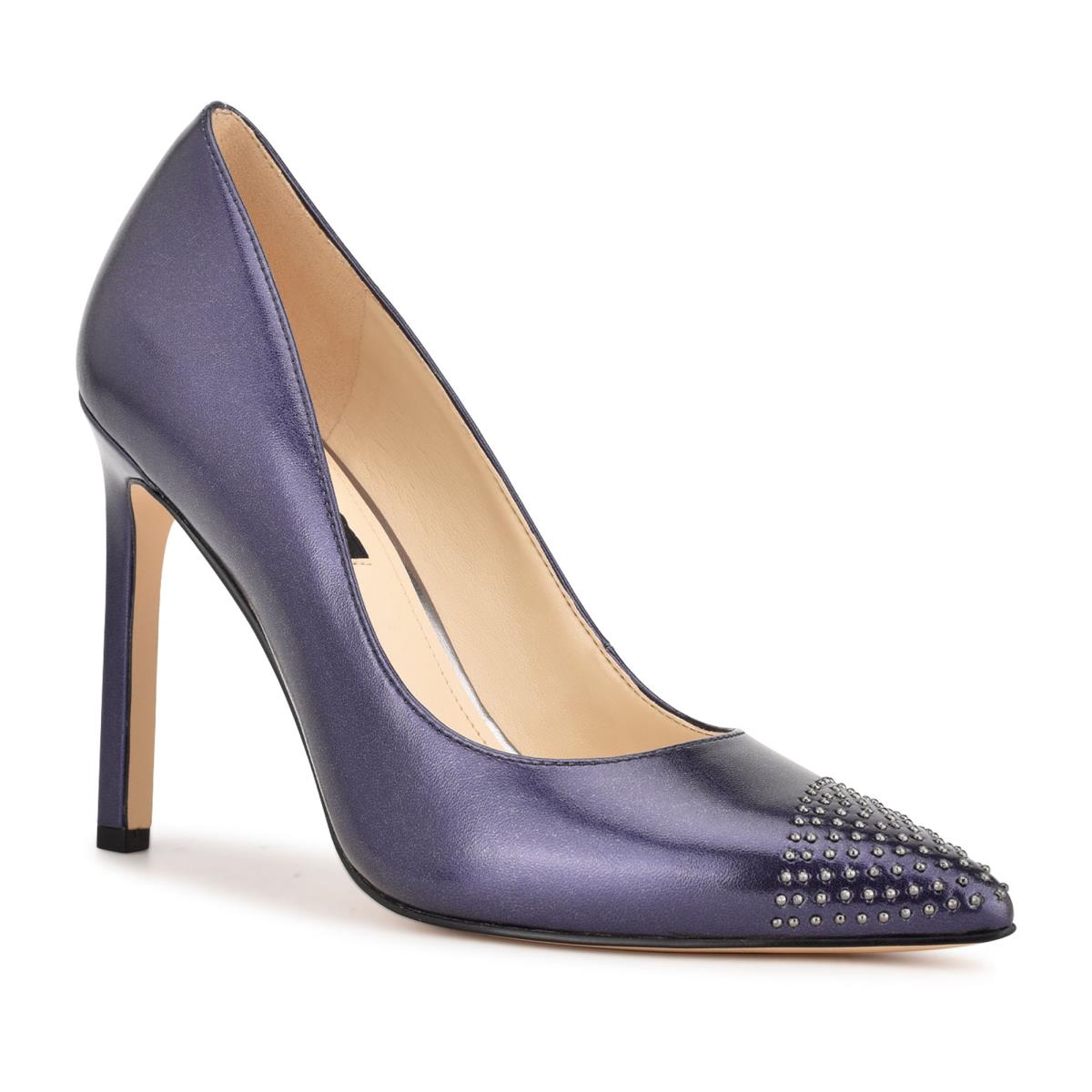 Nine West Tadaa Studded Pointy Kappe Pumps Damen Navy | 4185JOYNH