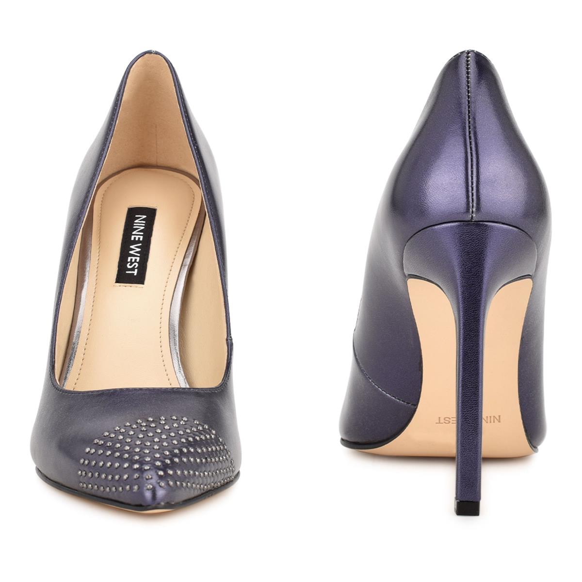 Nine West Tadaa Studded Pointy Kappe Pumps Damen Navy | 4185JOYNH