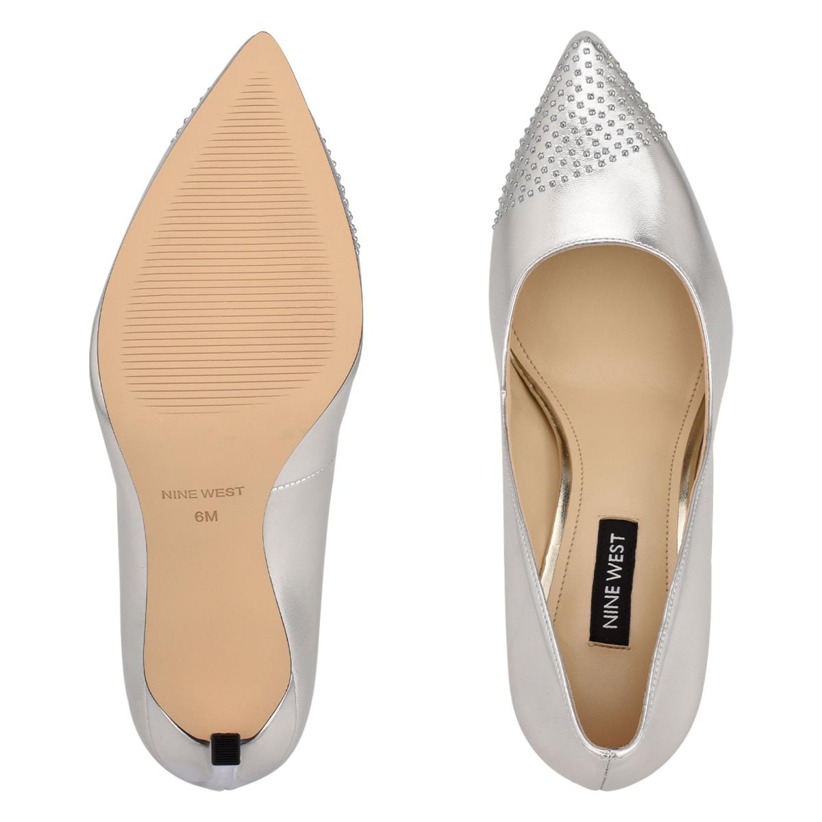 Nine West Tadaa Studded Pointy Kappe Pumps Damen Silber | 5781EZBFI