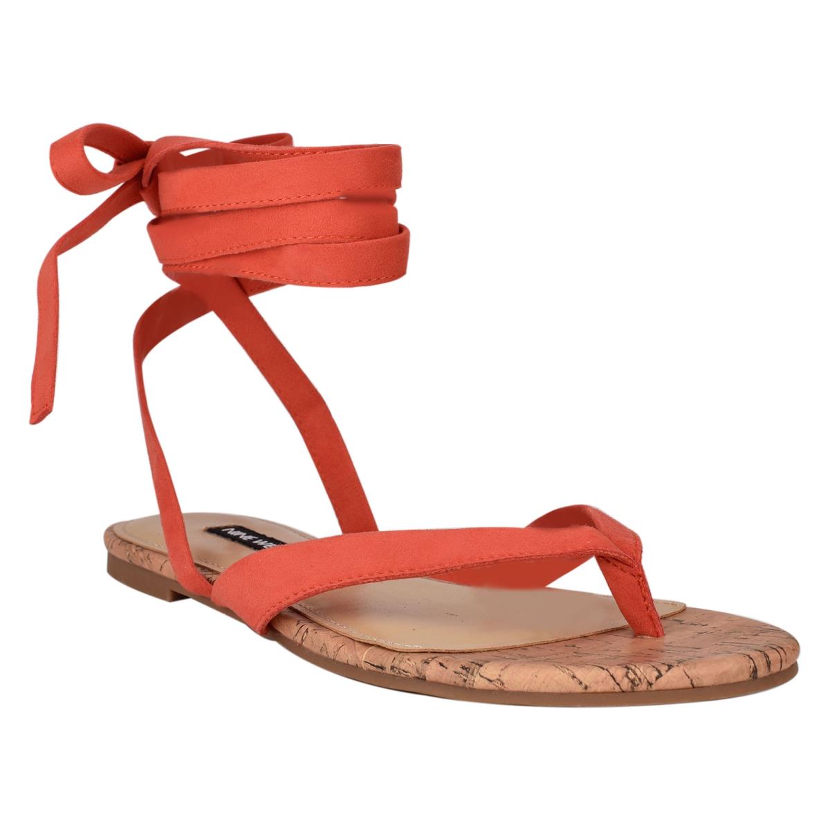 Nine West Tiedup Ankle Wrap Flache Sandalen Damen Rot | 1470RJLAC