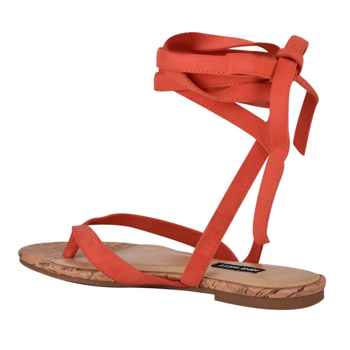 Nine West Tiedup Ankle Wrap Flache Sandalen Damen Rot | 1470RJLAC