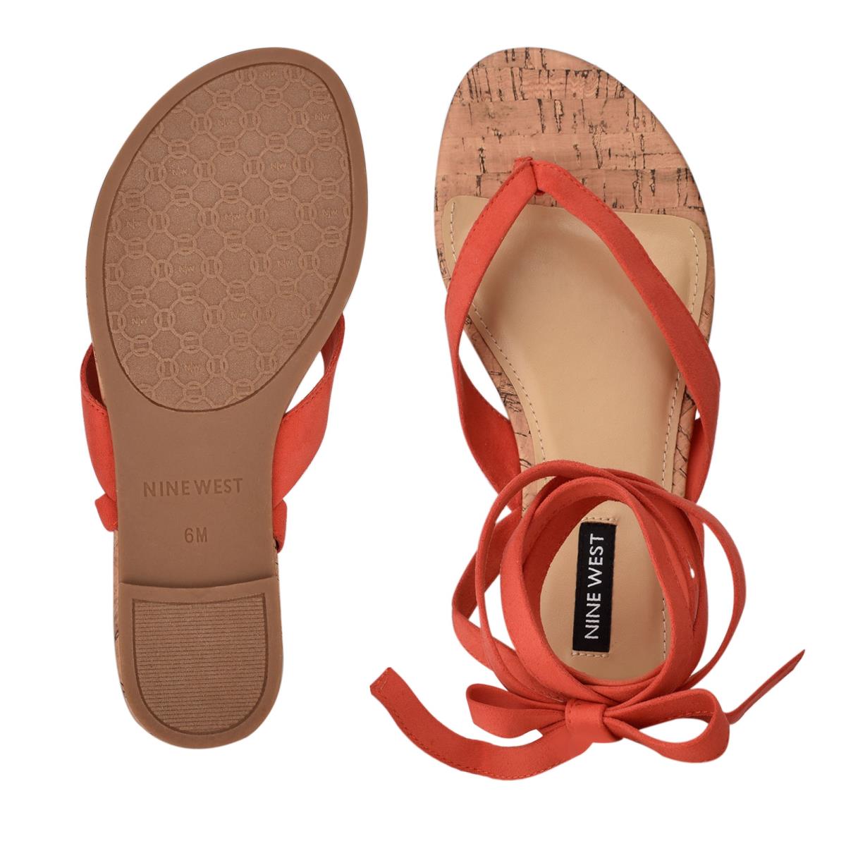 Nine West Tiedup Ankle Wrap Flache Sandalen Damen Rot | 1470RJLAC