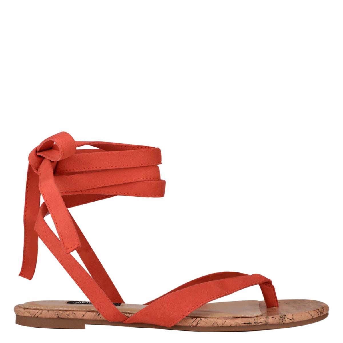 Nine West Tiedup Ankle Wrap Flache Sandalen Damen Rot | 1470RJLAC