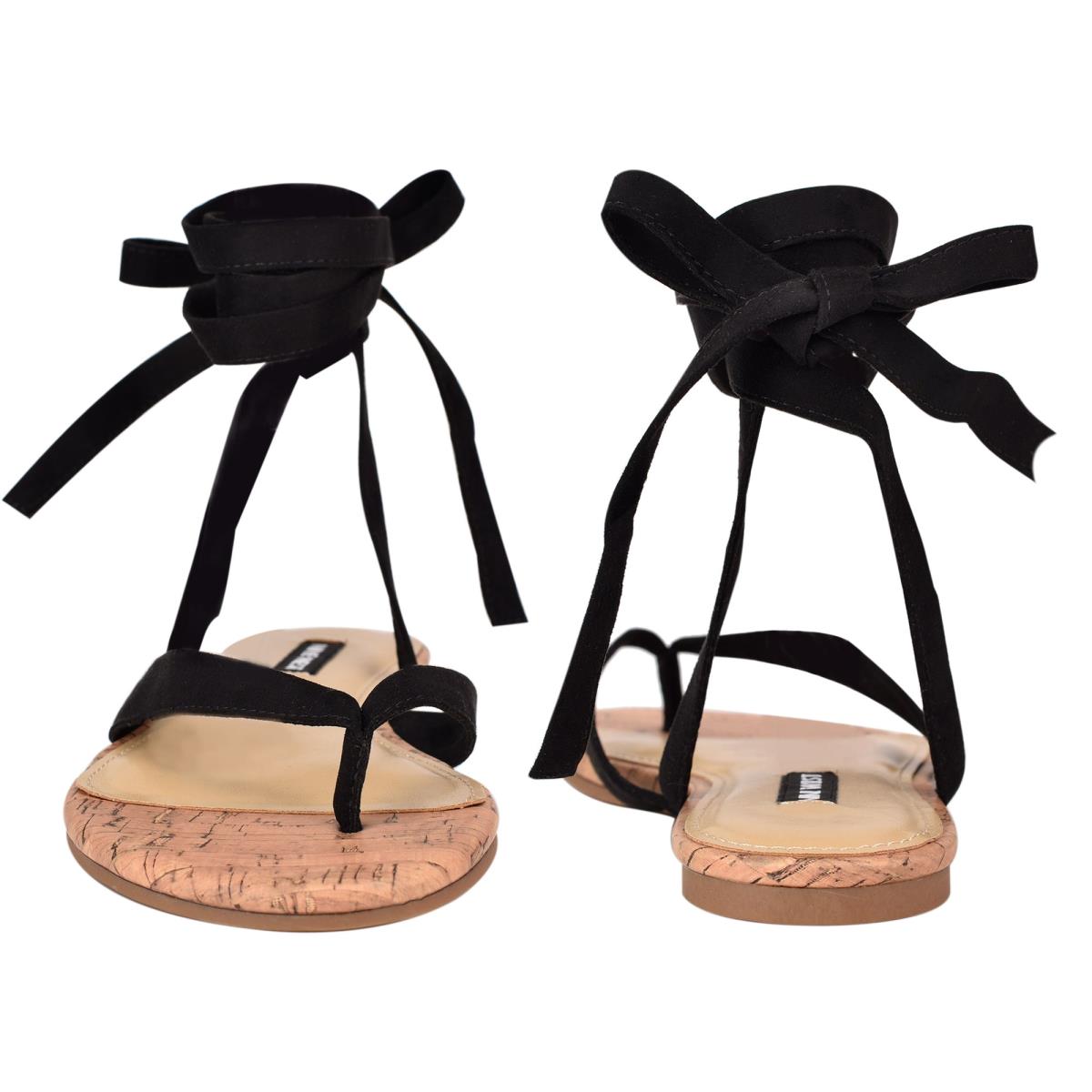 Nine West Tiedup Ankle Wrap Flache Sandalen Damen Schwarz | 2746LXRCD