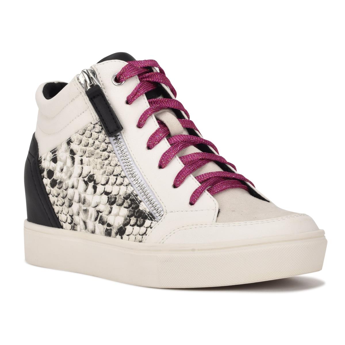 Nine West Tons High Top Hidden Wedge Sneakers Sneakers Damen Weiß Schlangenoptik | 0759CJUVT