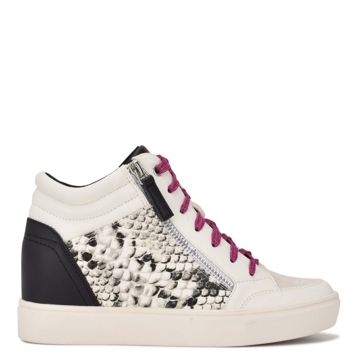 Nine West Tons High Top Hidden Wedge Sneakers Sneakers Damen Weiß Schlangenoptik | 0759CJUVT