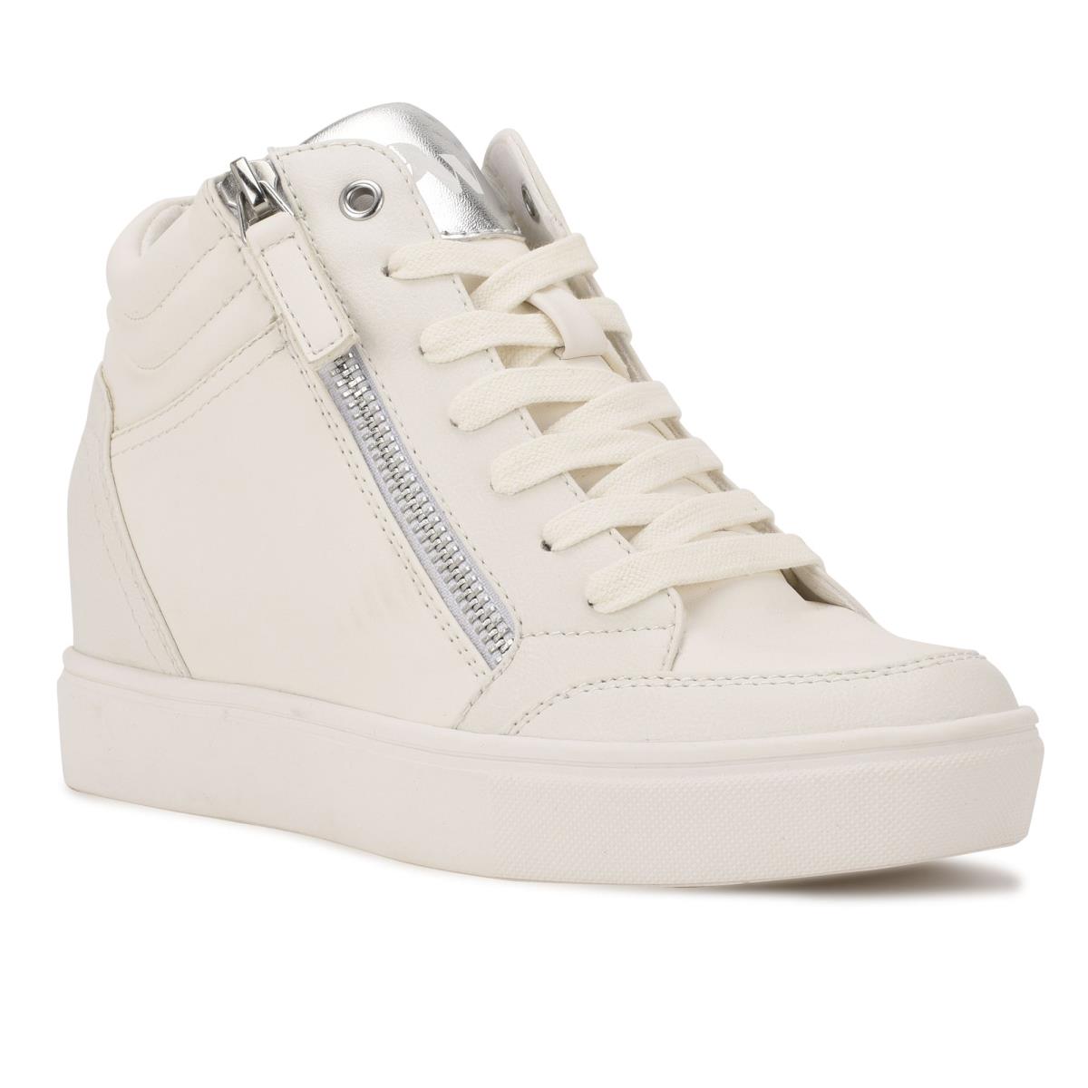 Nine West Tons High Top Hidden Wedge Sneakers Sneakers Damen Weiß Silber | 2614GKZDR