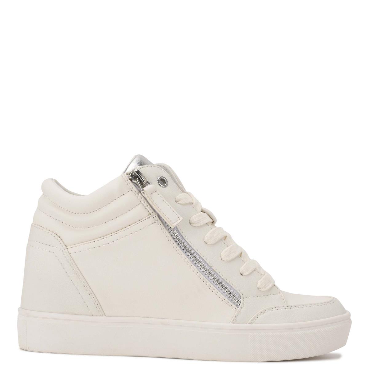 Nine West Tons High Top Hidden Wedge Sneakers Sneakers Damen Weiß Silber | 2614GKZDR