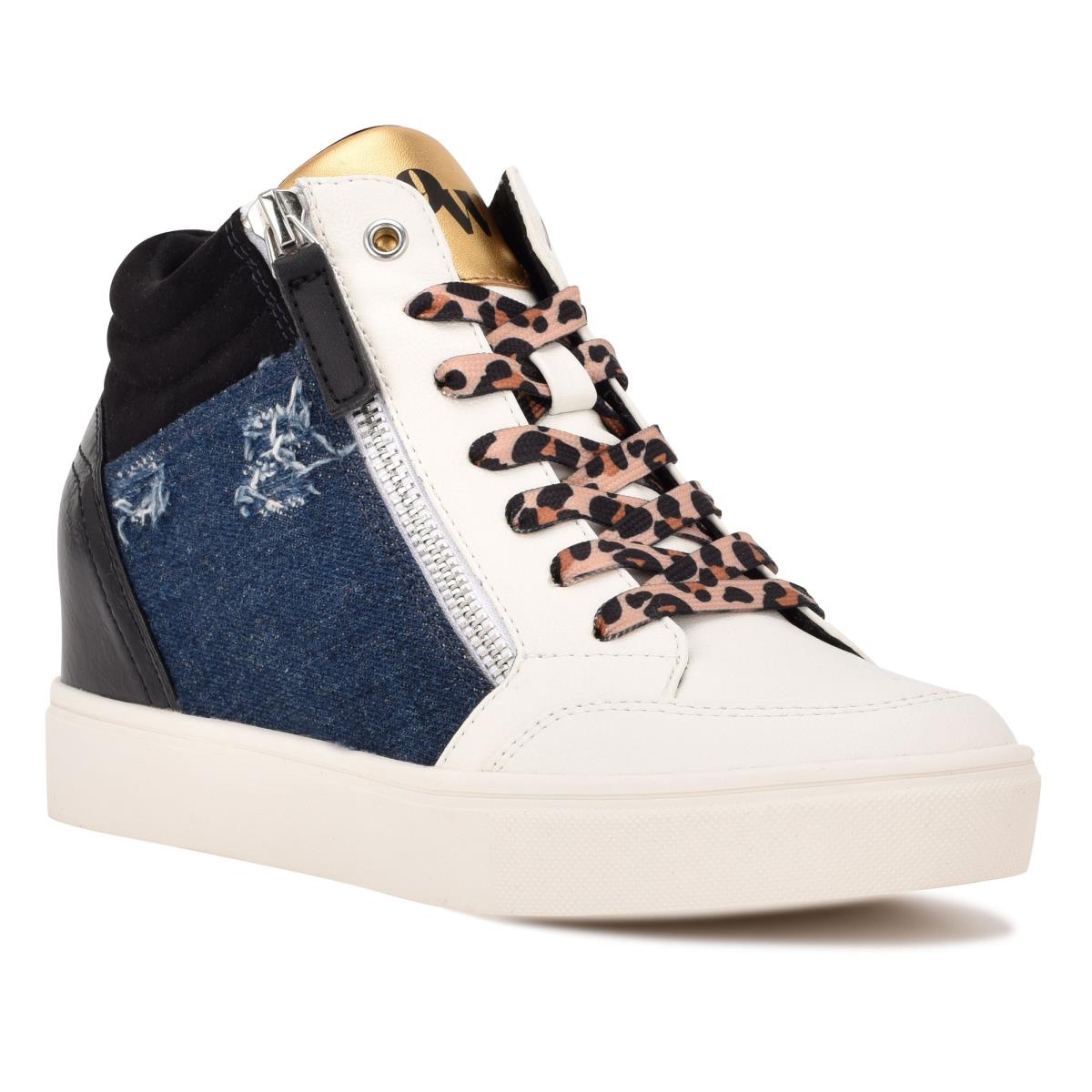 Nine West Tons High Top Hidden Wedge Sneakers Sneakers Damen Schwarz Blau | 4291ZUECX