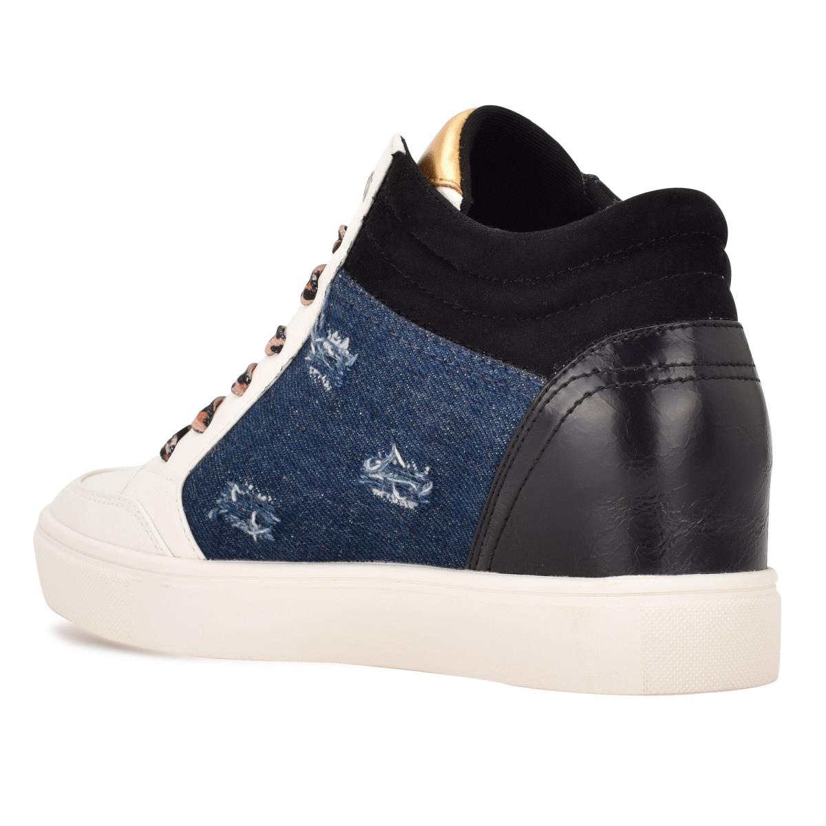 Nine West Tons High Top Hidden Wedge Sneakers Sneakers Damen Schwarz Blau | 4291ZUECX