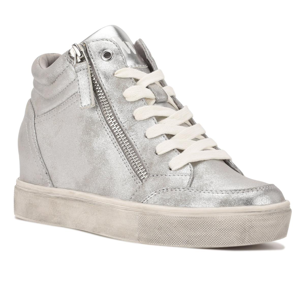 Nine West Tons High Top Hidden Wedge Sneakers Sneakers Damen Silber | 8413SPODT