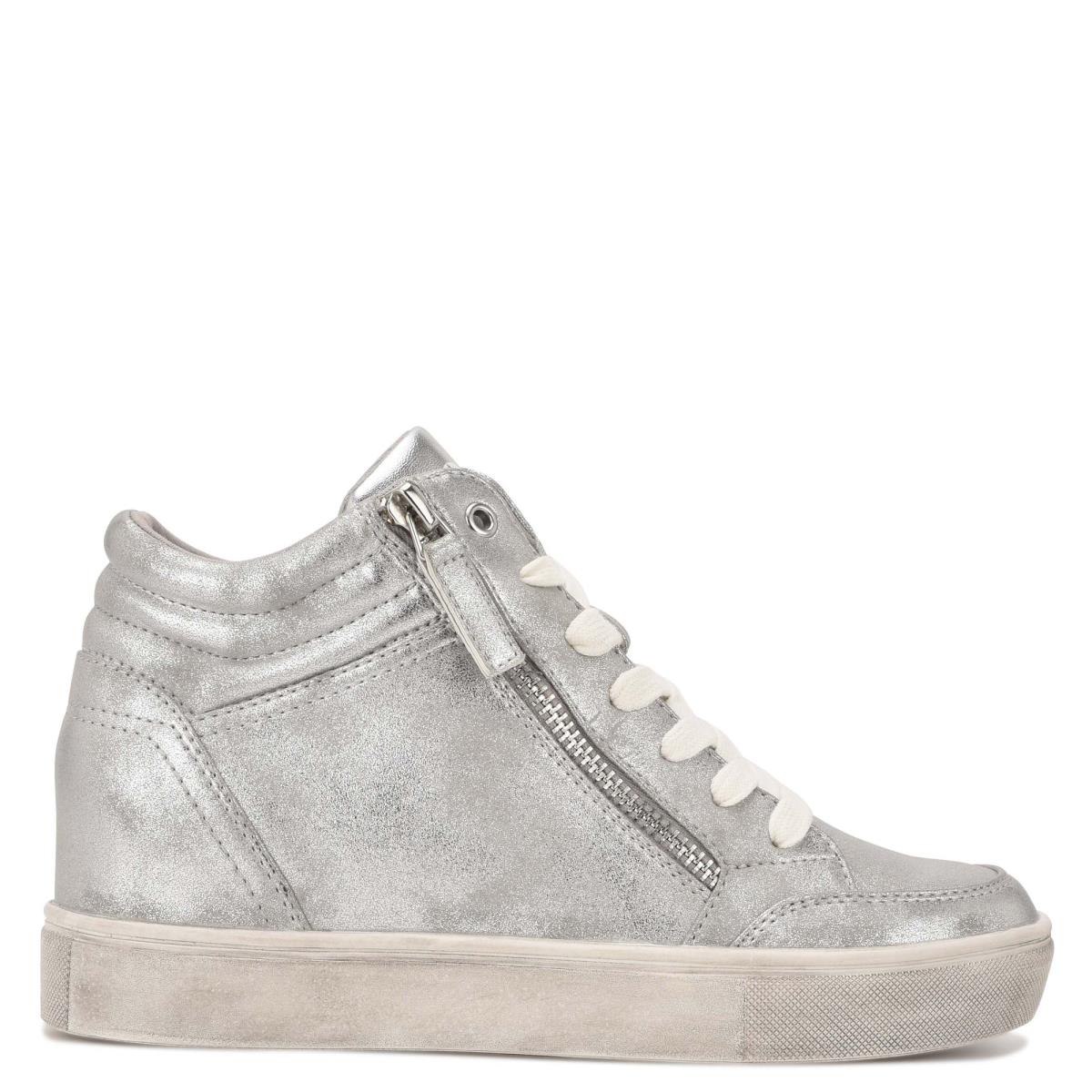 Nine West Tons High Top Hidden Wedge Sneakers Sneakers Damen Silber | 8413SPODT