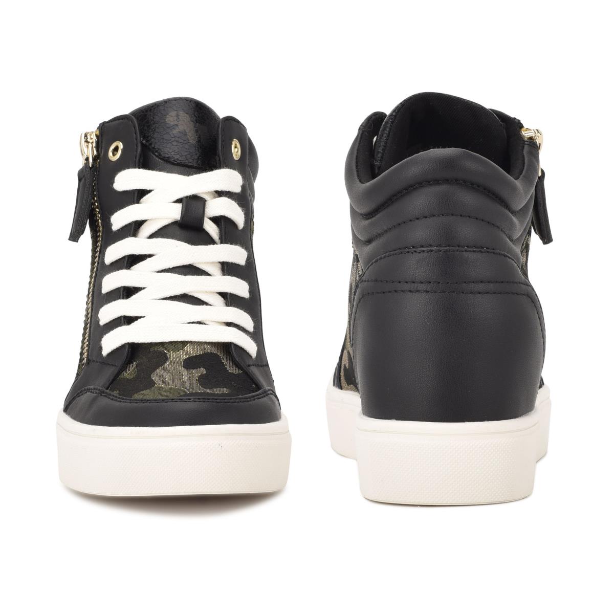 Nine West Tons High Top Hidden Wedge Sneakers Sneakers Damen Schwarz Camouflage | 9235JQNIZ