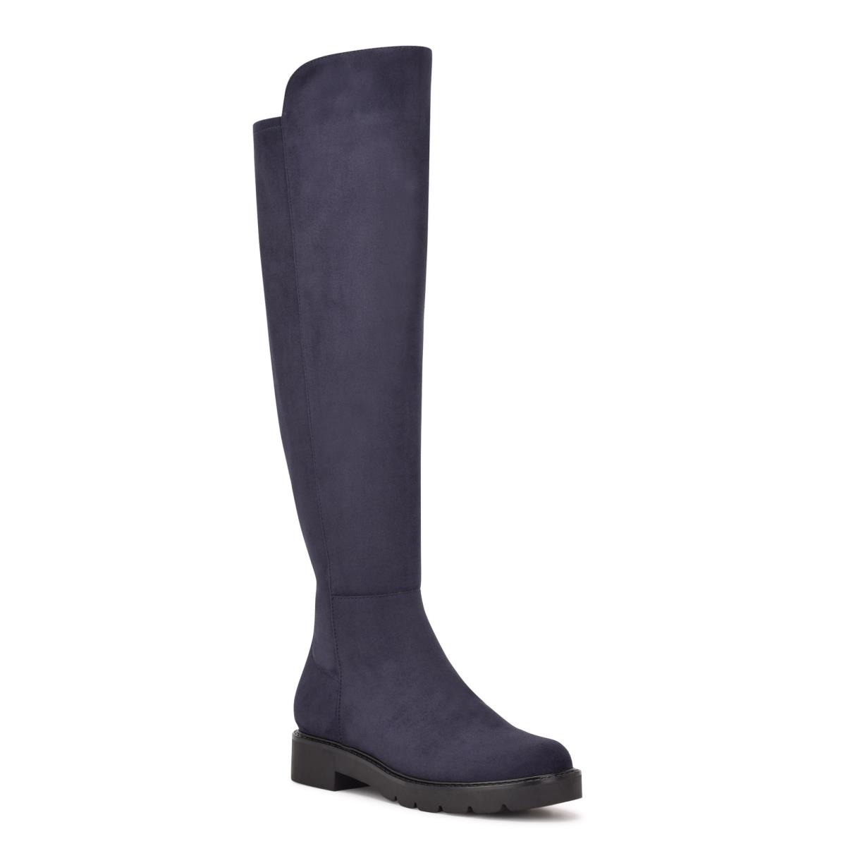 Nine West Tread Over The Knee Lug Sole Stiefel Damen Navy | 7915THVRG