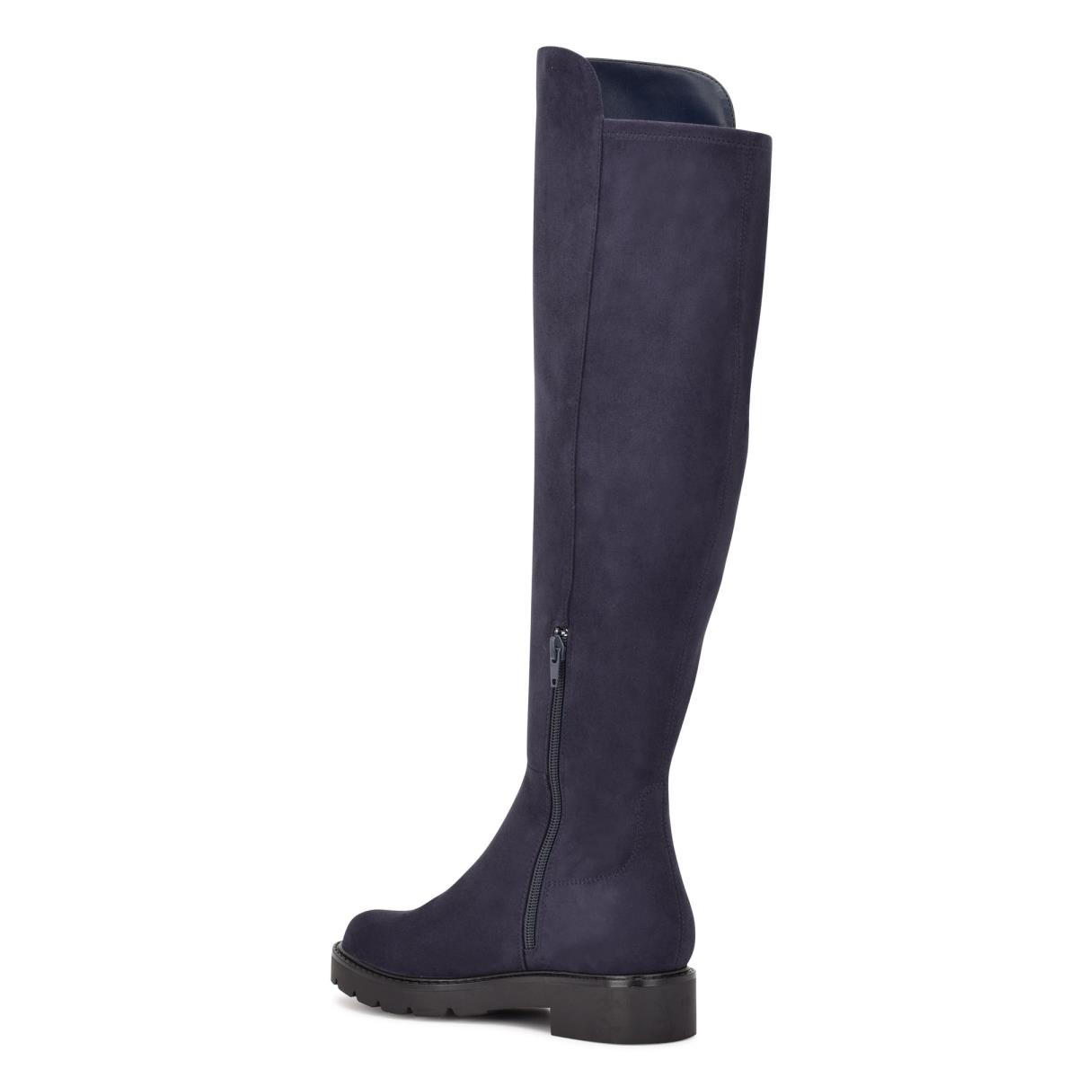 Nine West Tread Over The Knee Lug Sole Stiefel Damen Navy | 7915THVRG