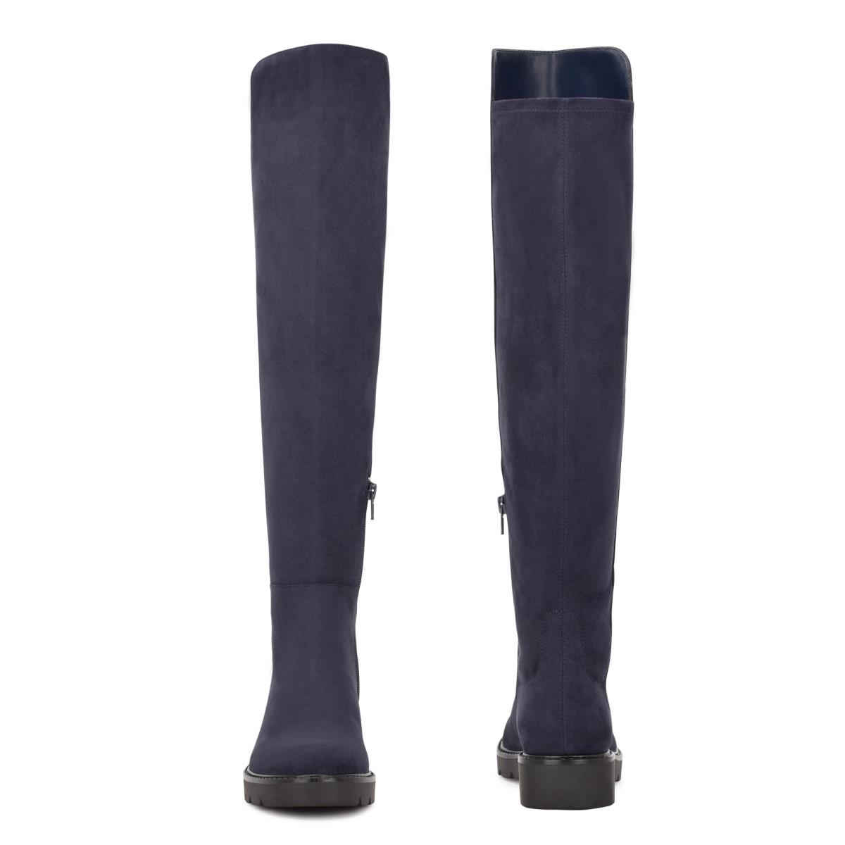 Nine West Tread Over The Knee Lug Sole Stiefel Damen Navy | 7915THVRG