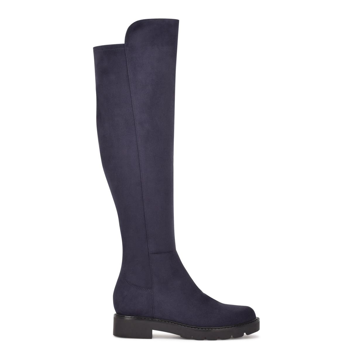 Nine West Tread Over The Knee Lug Sole Stiefel Damen Navy | 7915THVRG