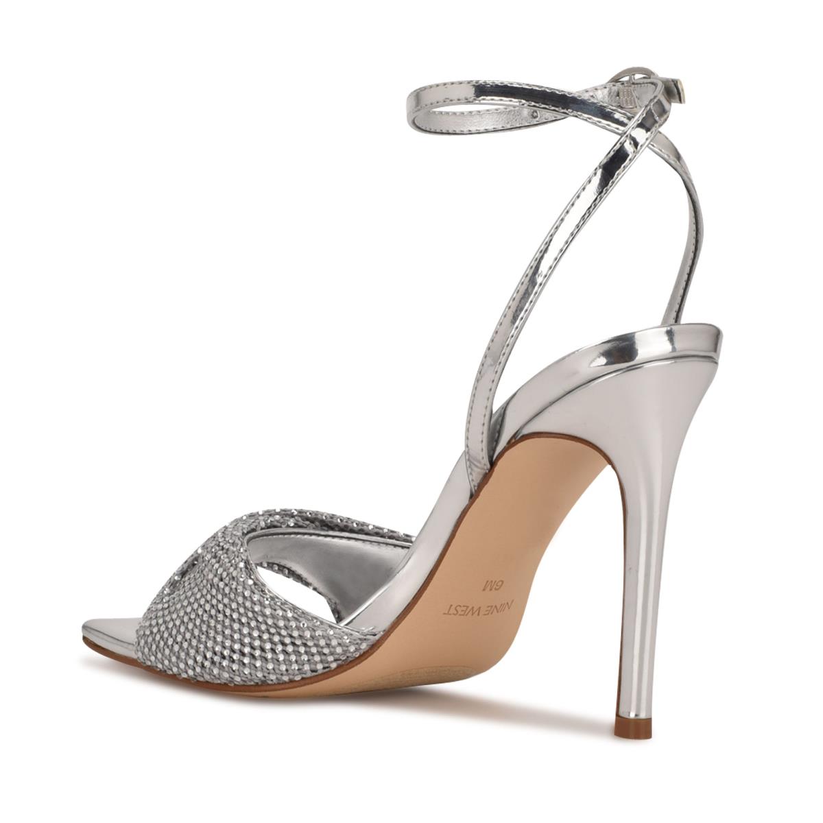 Nine West Twinkle Absatz Abendsandaletten Damen Silber | 2410MUFIX