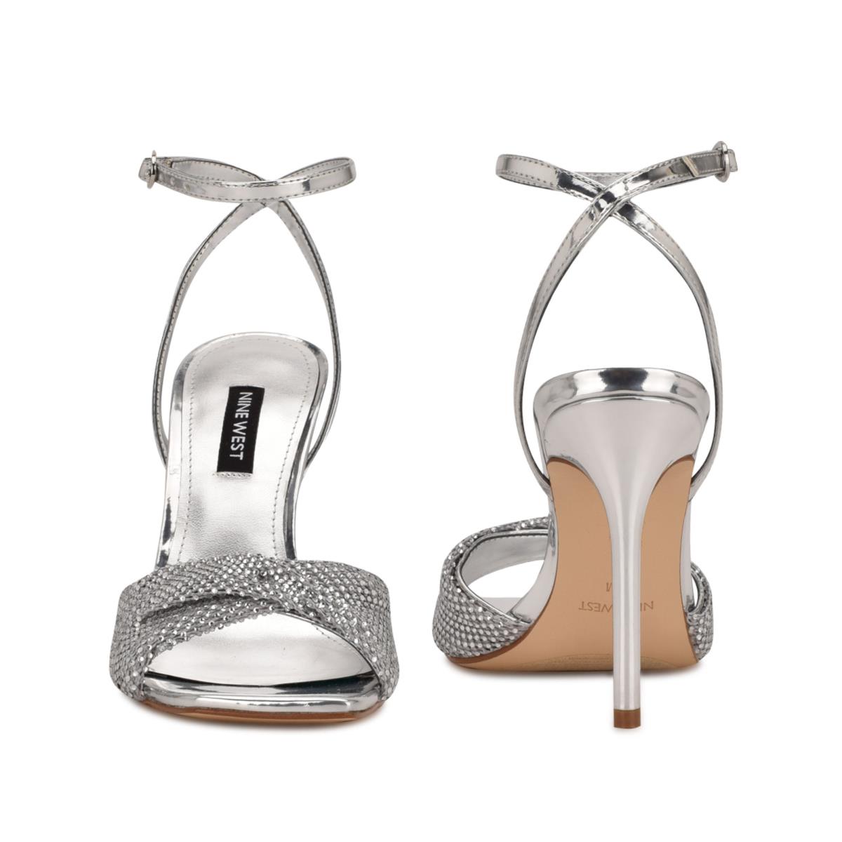 Nine West Twinkle Absatz Abendsandaletten Damen Silber | 2410MUFIX