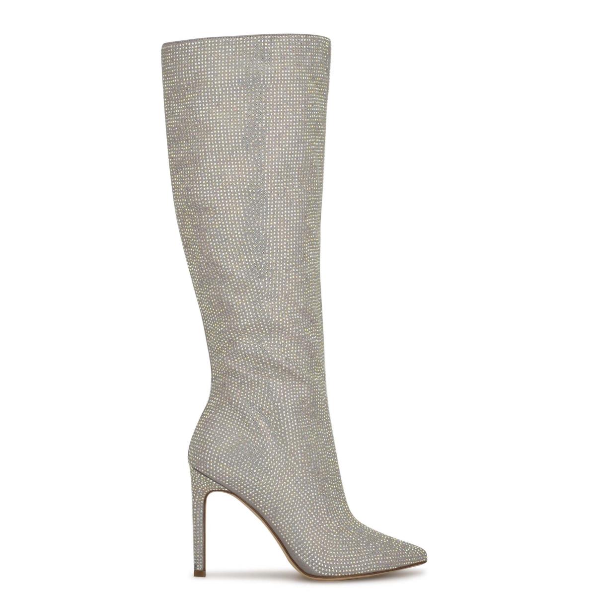 Nine West Tysh Rhinestone Kleid Stiefel Damen Silber | 4208JUPHE