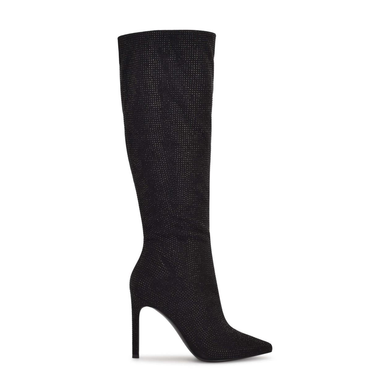 Nine West Tysh Rhinestone Kleid Stiefel Damen Schwarz | 9347LWGQC