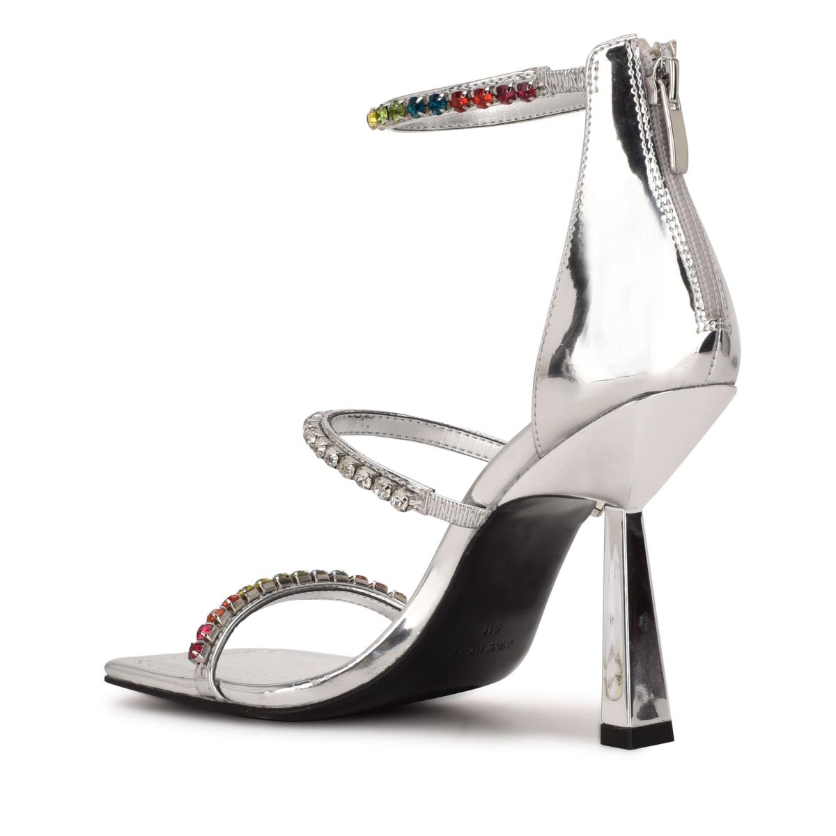 Nine West Vavoom Rhinestone Riemchen Abendsandaletten Damen Silber Mehrfarbig | 3184AUKBV