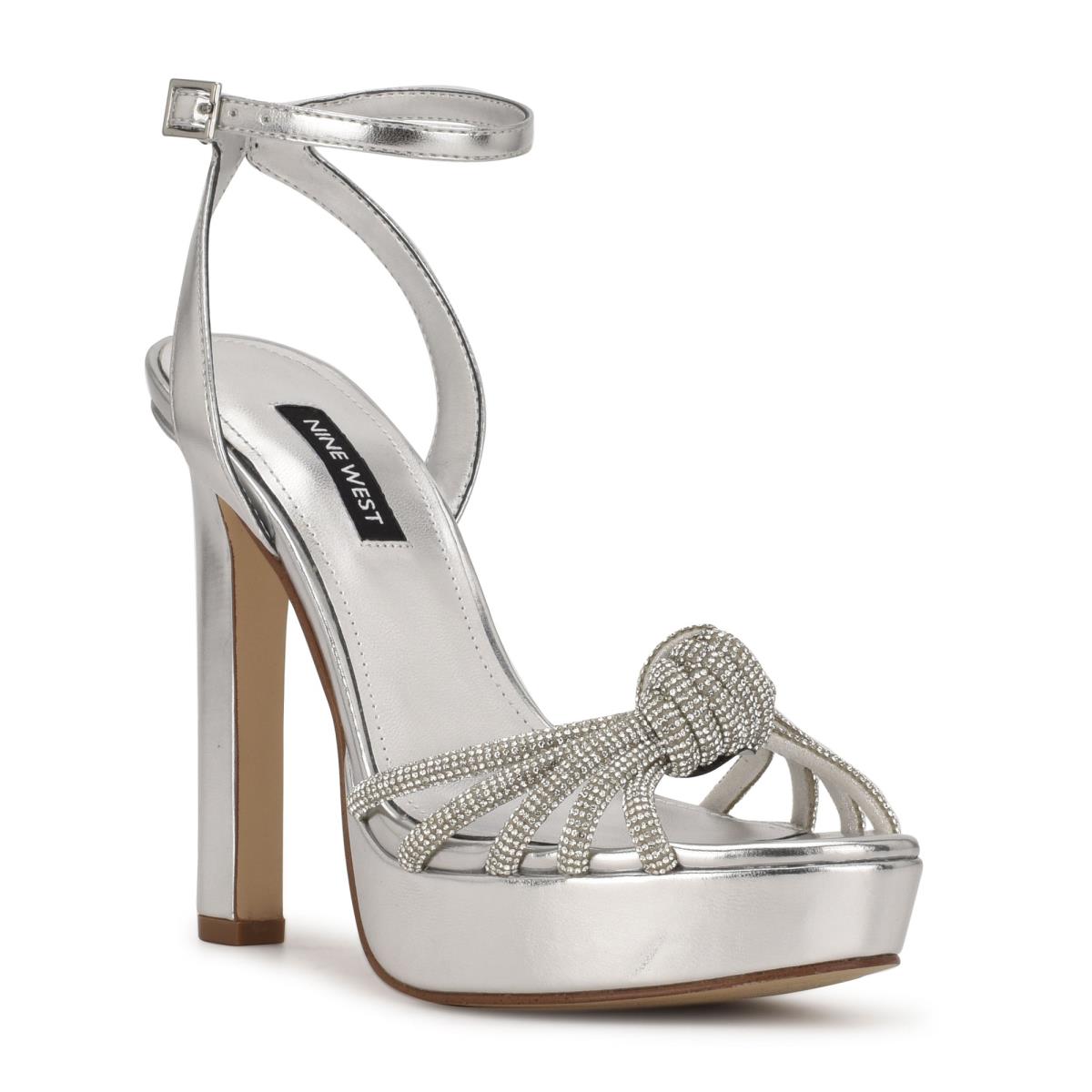 Nine West Wowzz Plattform Abendsandaletten Damen Silber | 0241JEFIG