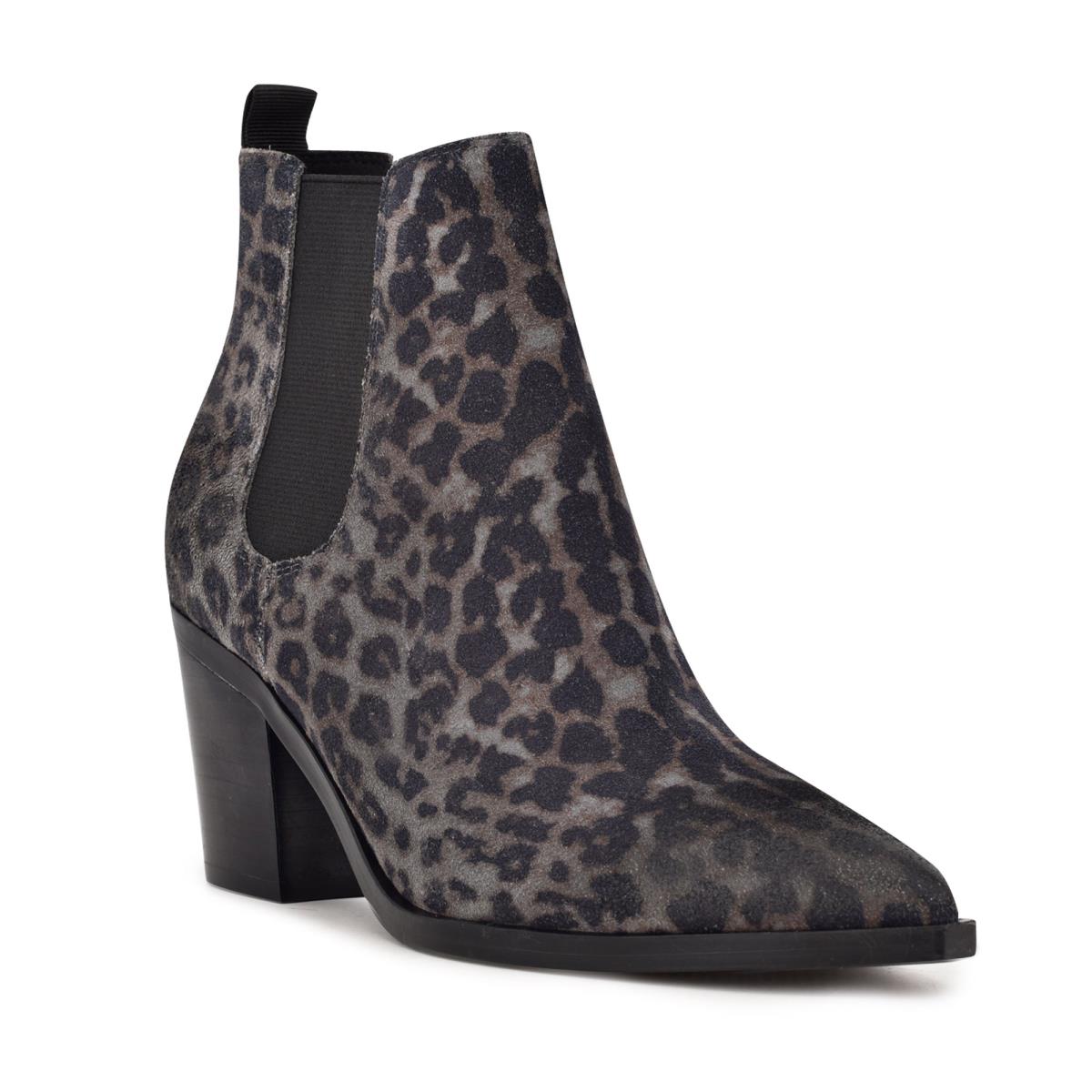 Nine West Wyllis Block Heel Stiefeletten Damen Grau Leopard | 0154PLCZQ