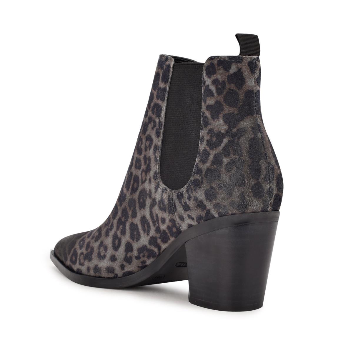 Nine West Wyllis Block Heel Stiefeletten Damen Grau Leopard | 0154PLCZQ