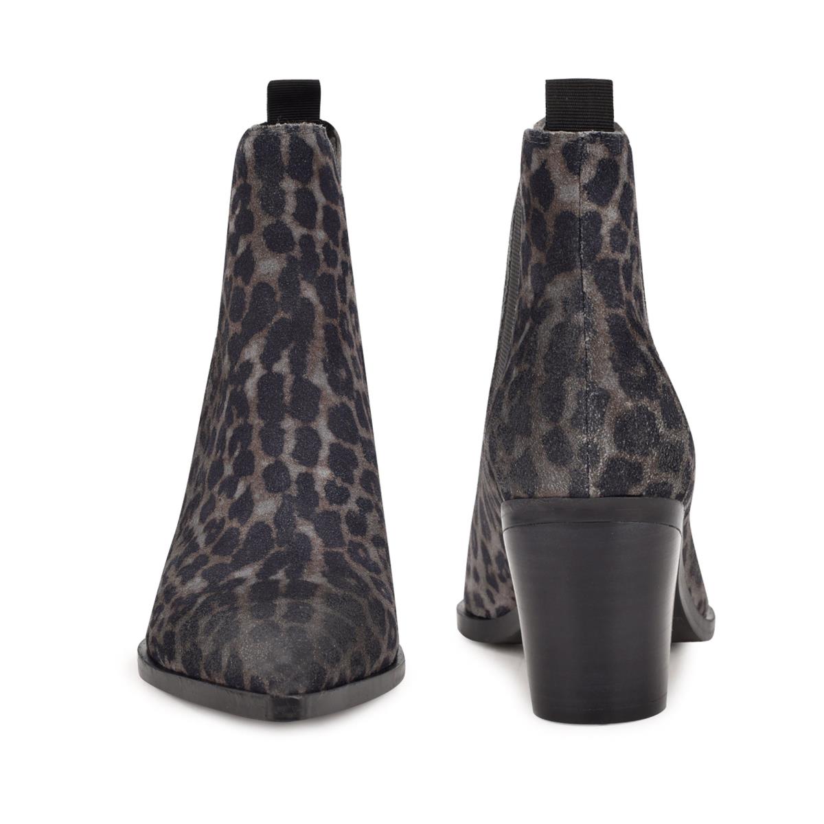 Nine West Wyllis Block Heel Stiefeletten Damen Grau Leopard | 0154PLCZQ