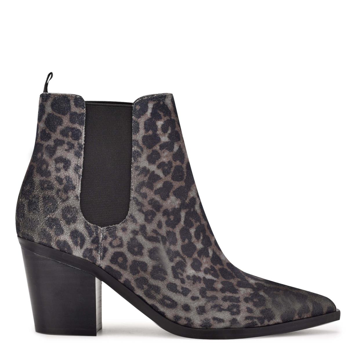 Nine West Wyllis Block Heel Stiefeletten Damen Grau Leopard | 0154PLCZQ