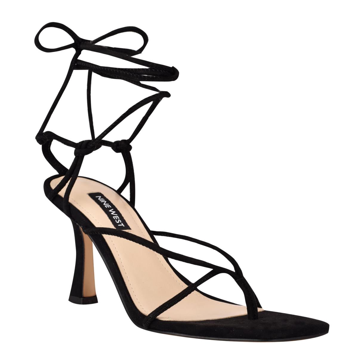 Nine West Yarin Ankle Wrap Sandalen Absatz Damen Schwarz | 9604AEFKI