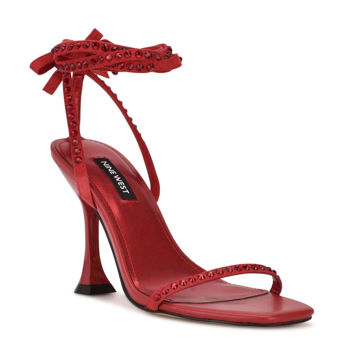 Nine West Zing Ankle Wrap Sandalen Absatz Damen Rot | 7285RHVJD