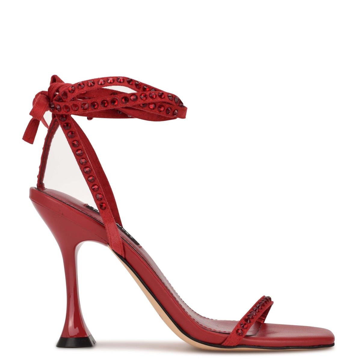 Nine West Zing Ankle Wrap Sandalen Absatz Damen Rot | 7285RHVJD