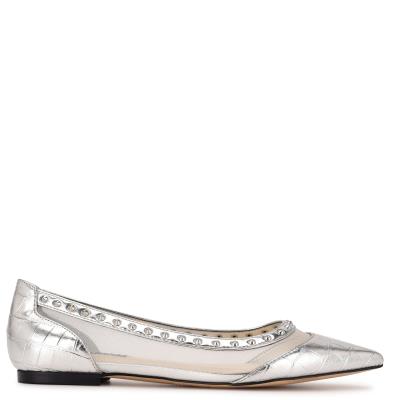 Nine West Bizzie Pointy Kappe Ballerinas Damen Silber | 8619LJZQI