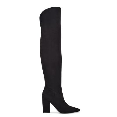 Nine West Goforit Over The Knee Stiefel mit Absatz Damen Schwarz | 3482NSJFD