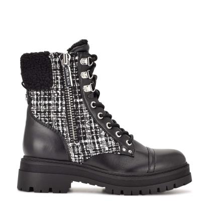 Nine West Pike Combat Lug Sole Stiefeletten Damen Schwarz | 3698LXBZC