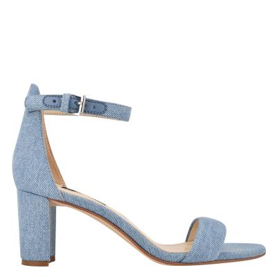 Nine West Pruce Ankle Riemen Block Sandalen Absatz Damen Blau | 0657DGIPR