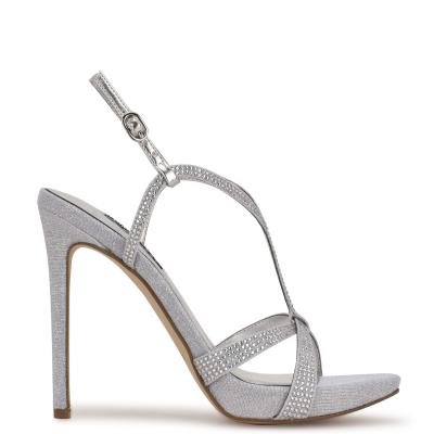 Nine West Ulliy Absatz Abendsandaletten Damen Silber | 9137ETVCD